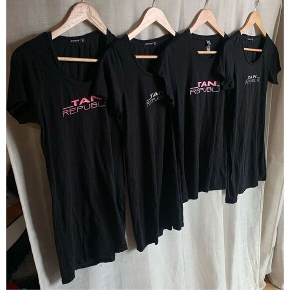Black Tan Republic‎ Graphic Tee Set of 4,Lightweight, Fitted, colorful logos